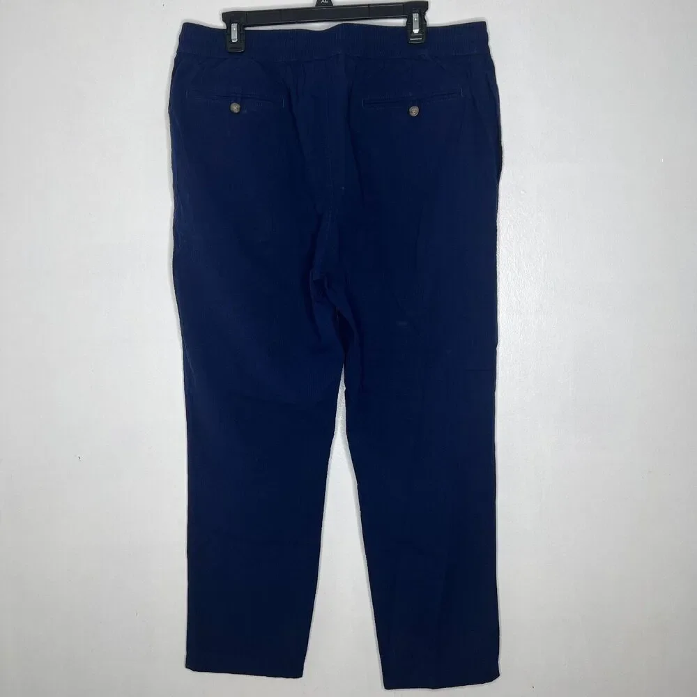 J Crew Navy Drawstring Jogger Pants Men's 35 x 32 Relaxed Fit Casual Style